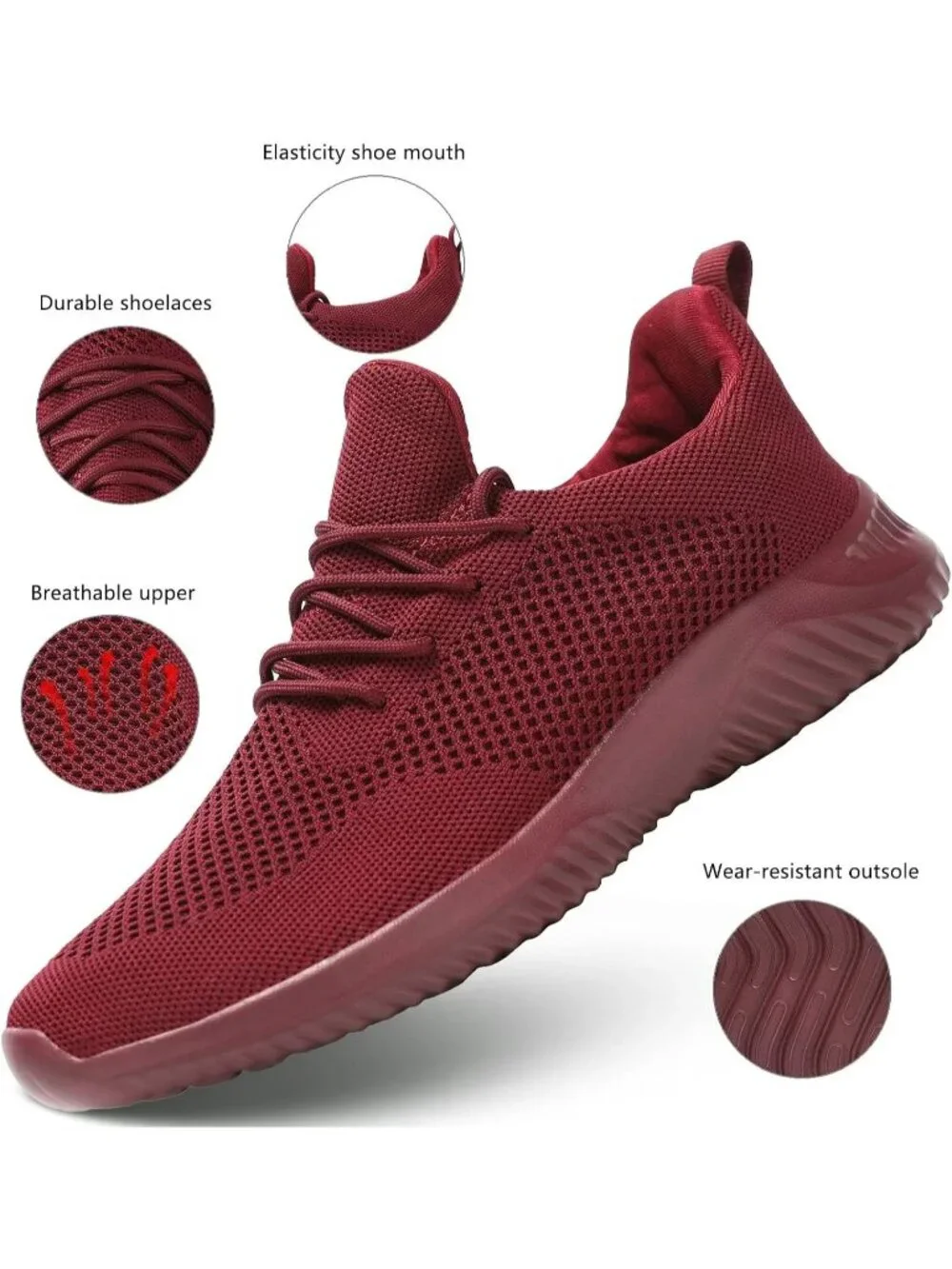 🆕Men's All Red Slip on Walking Shoes Ultra Light Breathable Running Shoes